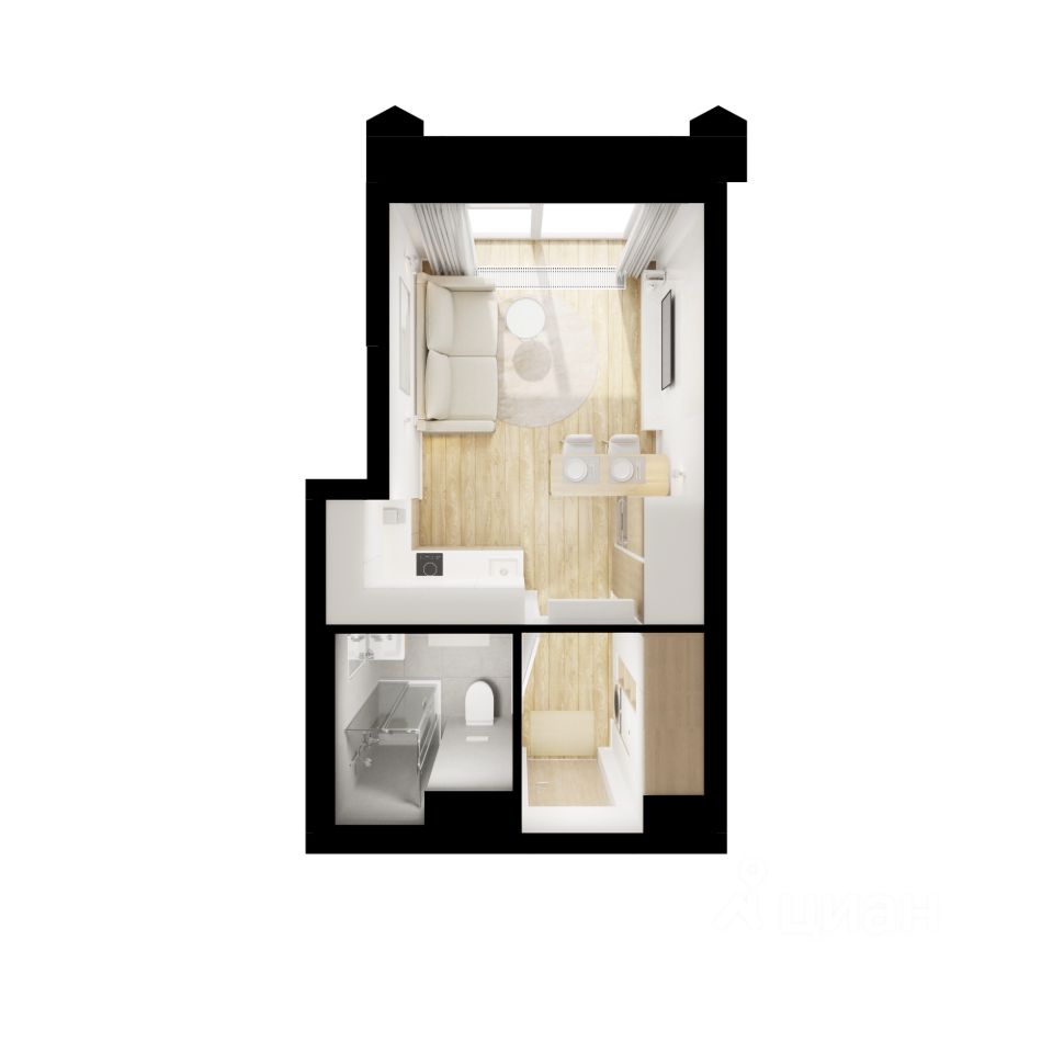 Студия, 20,3 м², 18/32 этаж