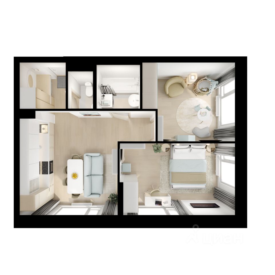 2-комн.кв., 50,5 м², 23/25 этаж