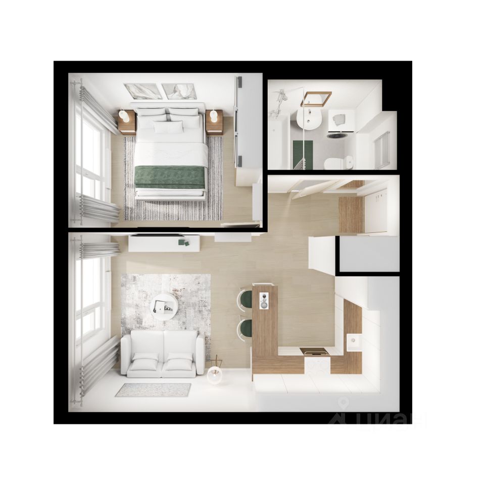 1-комн.кв., 38,2 м², 17/25 этаж