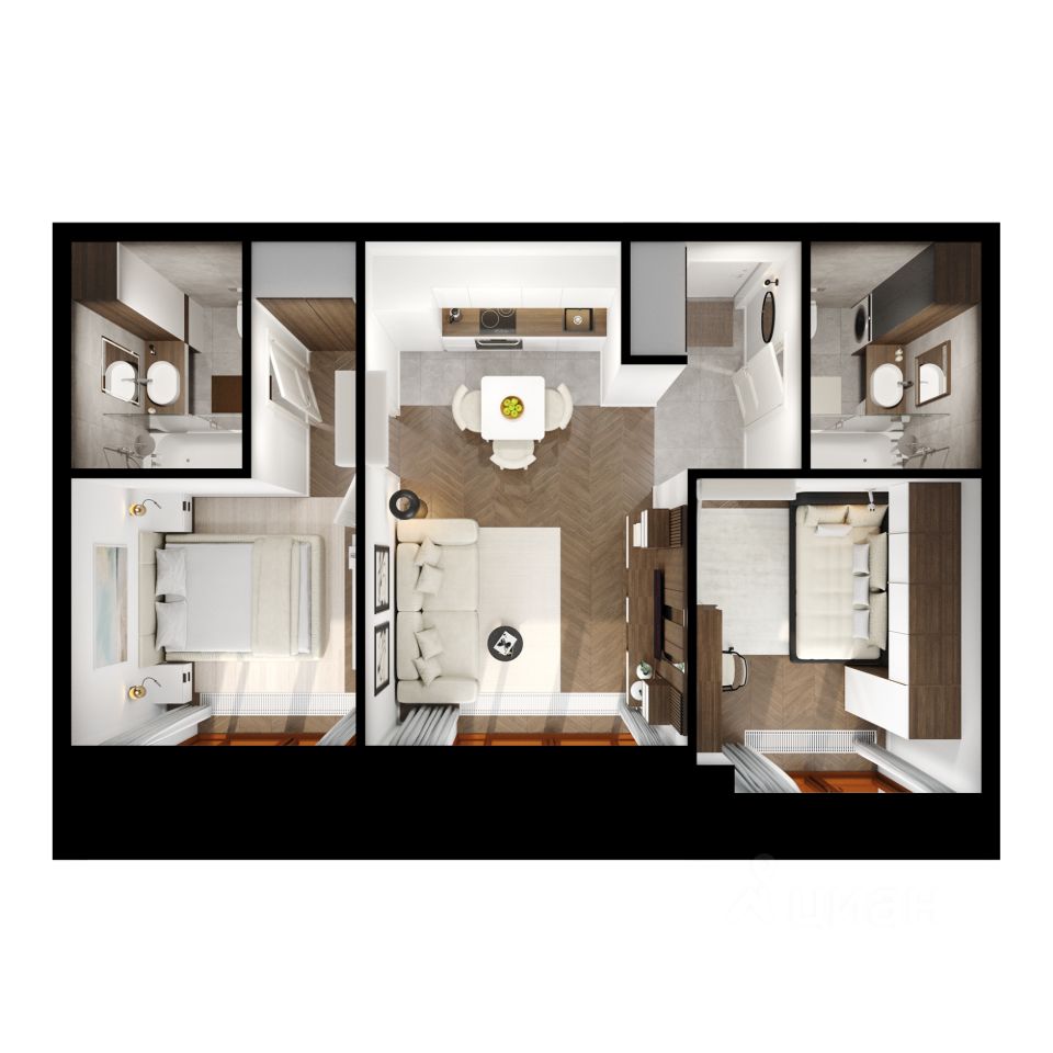 2-комн.кв., 53,9 м², 4/9 этаж