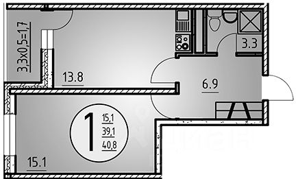 Планировка этой квартиры по данным Циан