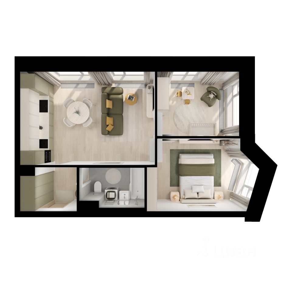 2-комн.кв., 55,7 м², 24/31 этаж