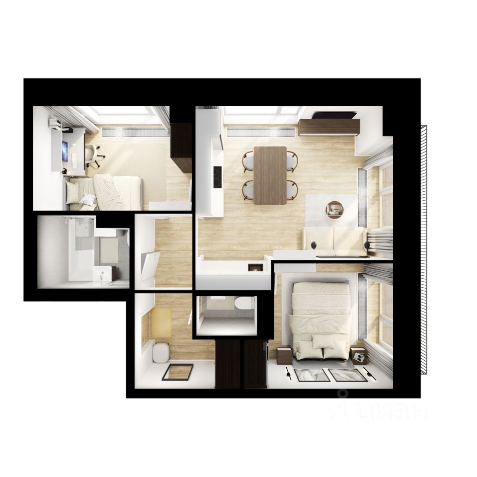 2-комн.кв., 51,3 м², 7/31 этаж