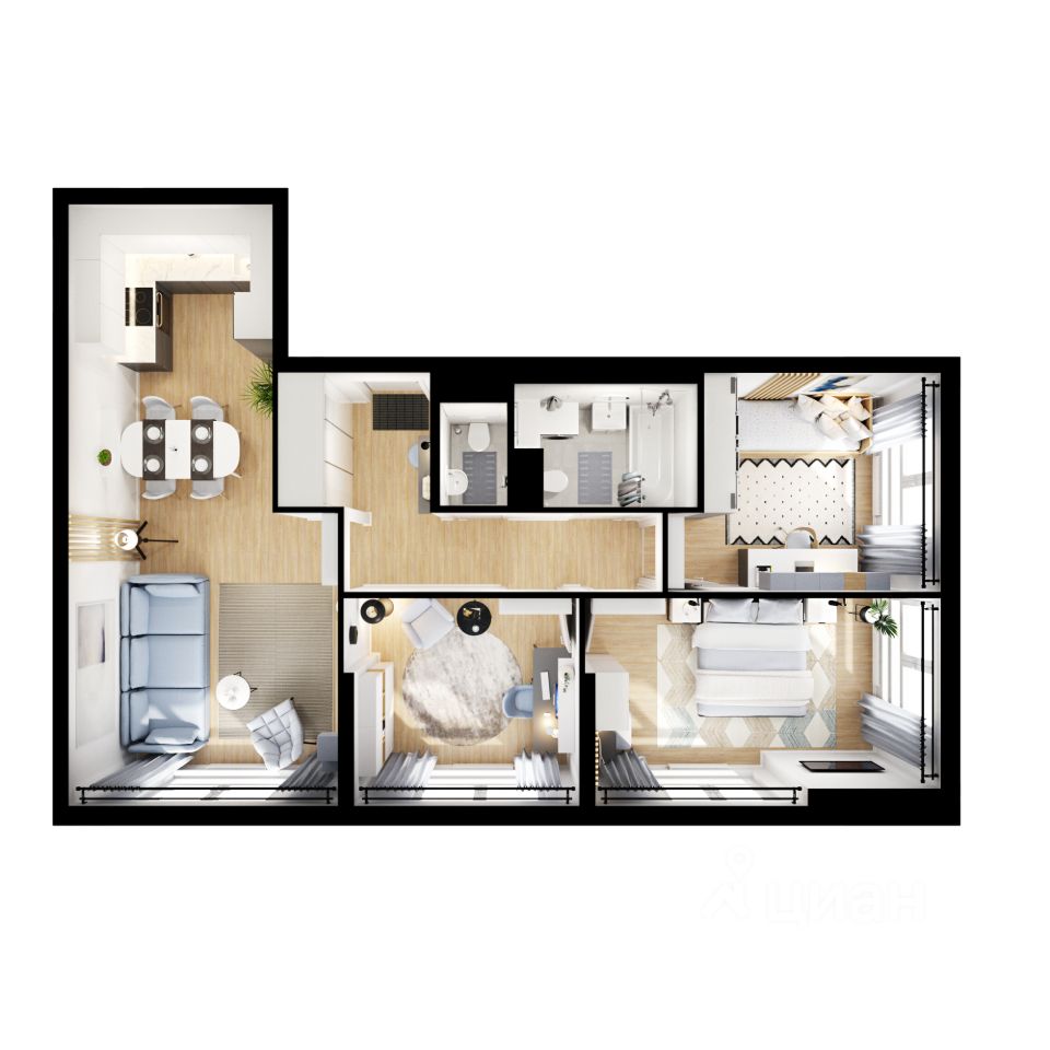 3-комн.кв., 72,8 м², 18/33 этаж