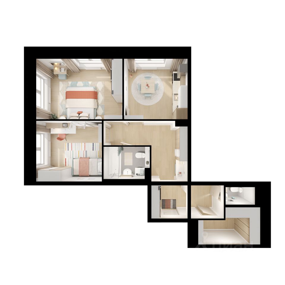 2-комн.кв., 65,7 м², 23/25 этаж