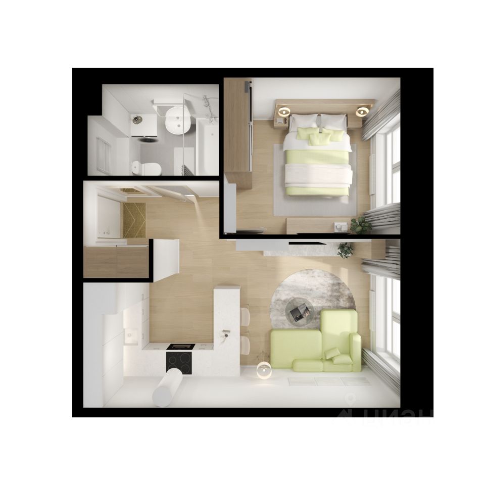 1-комн.кв., 35,7 м², 22/25 этаж