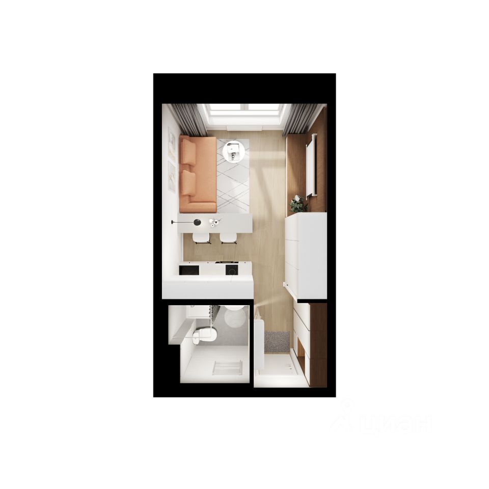 Студия, 19,8 м², 19/25 этаж