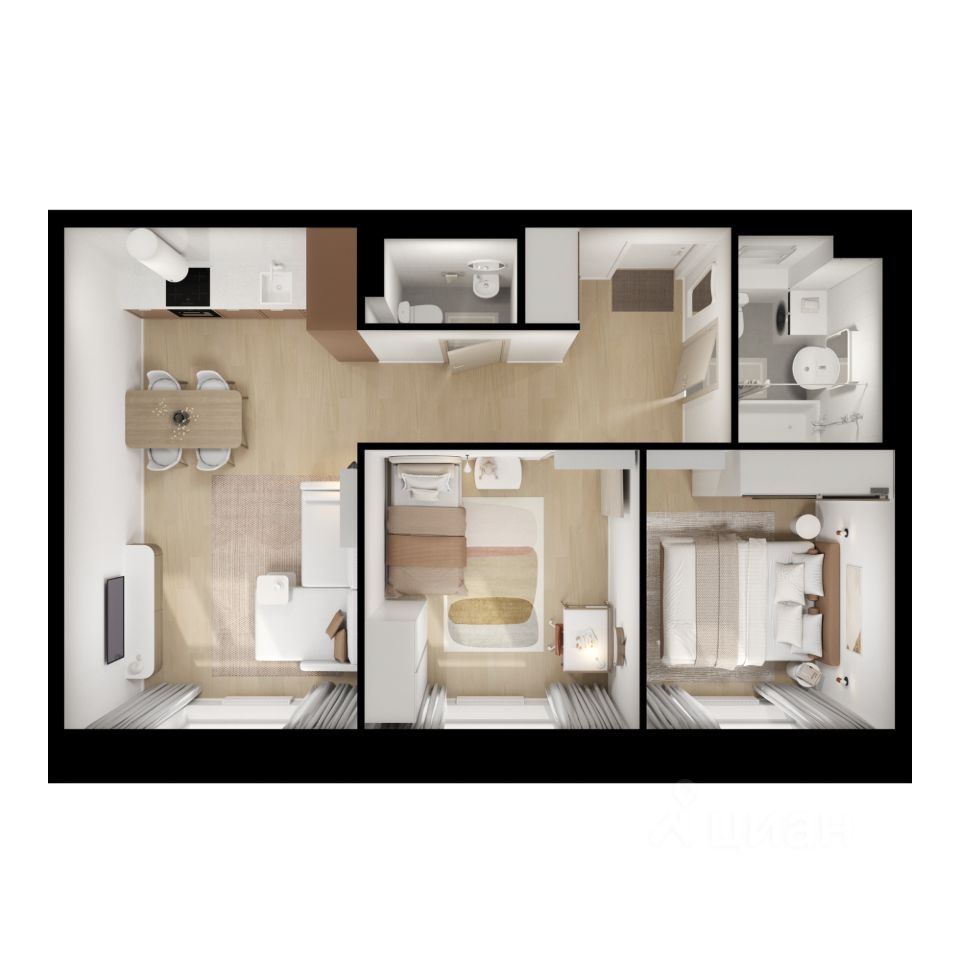 2-комн.кв., 56,3 м², 8/25 этаж