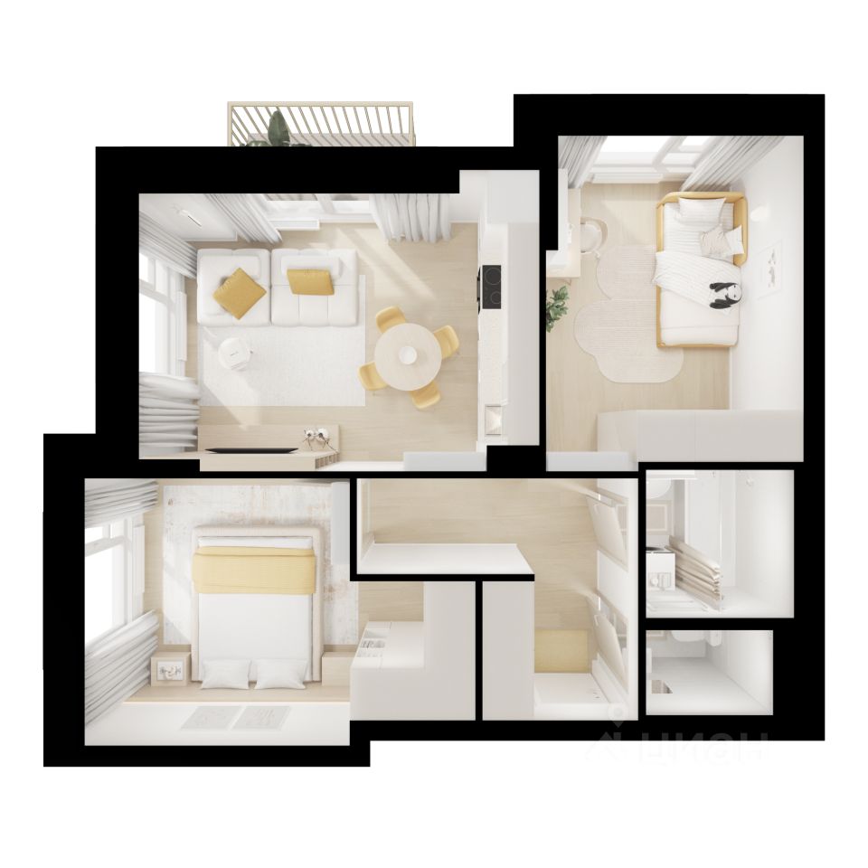 2-комн.кв., 51,6 м², 9/16 этаж