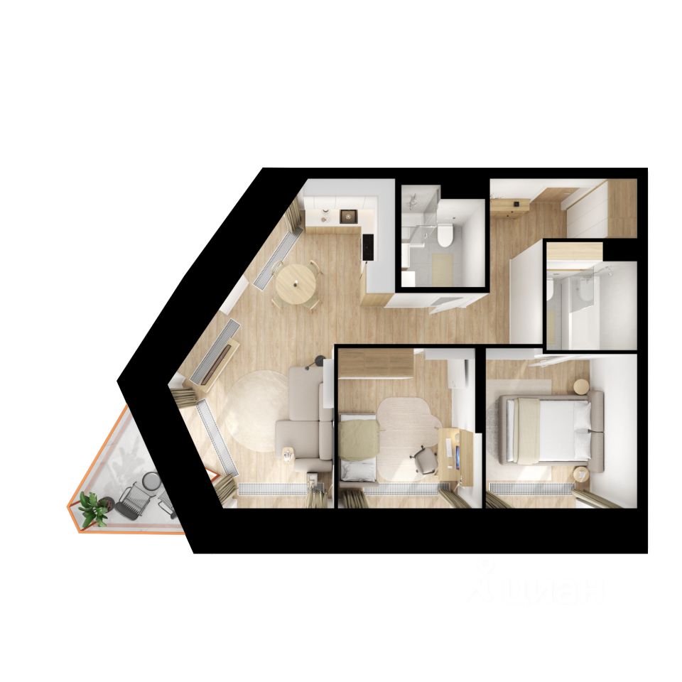 2-комн.кв., 58,5 м², 6/39 этаж