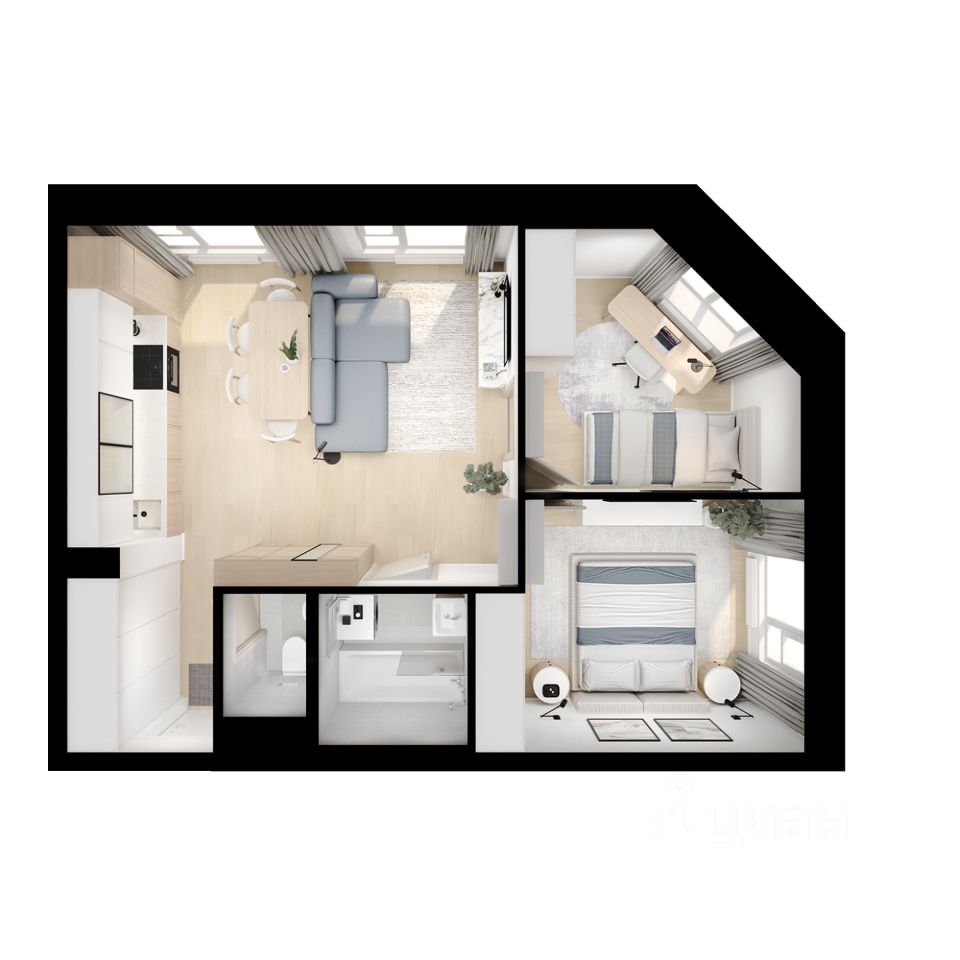 2-комн.кв., 47,8 м², 4/23 этаж