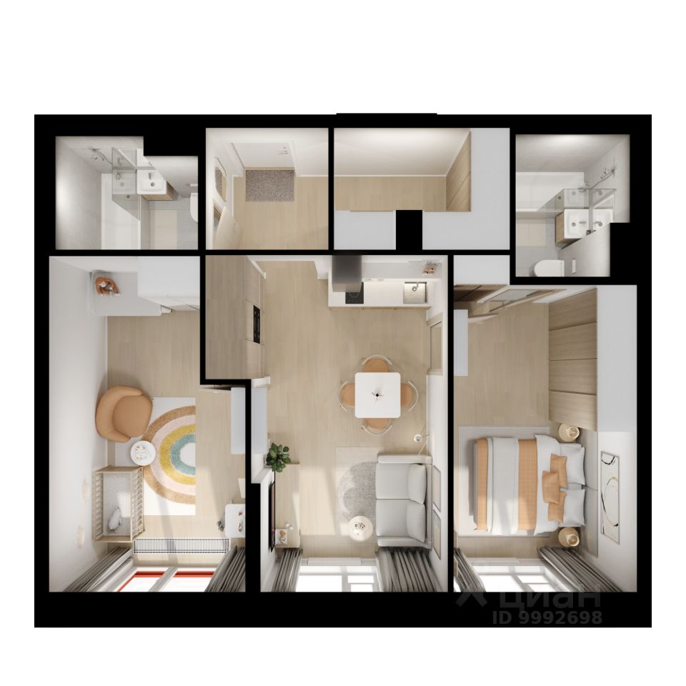 2-комн.кв., 57,5 м², 22/32 этаж