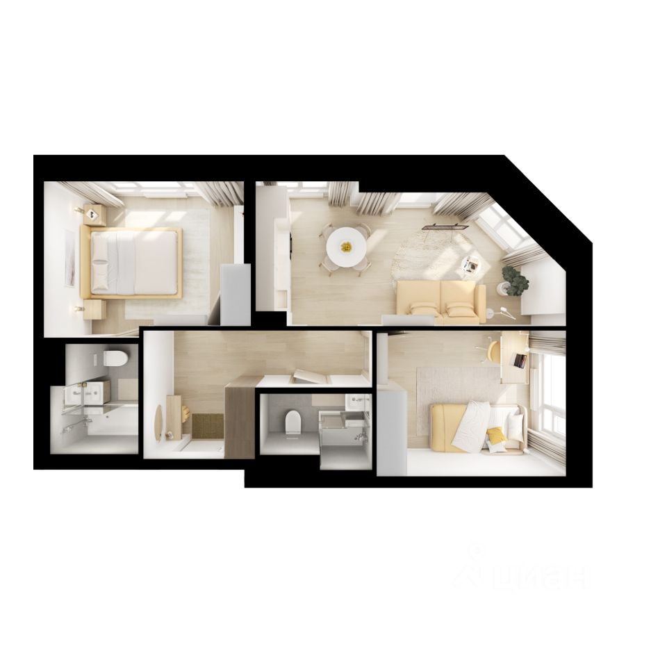 2-комн.кв., 52,5 м², 14/23 этаж