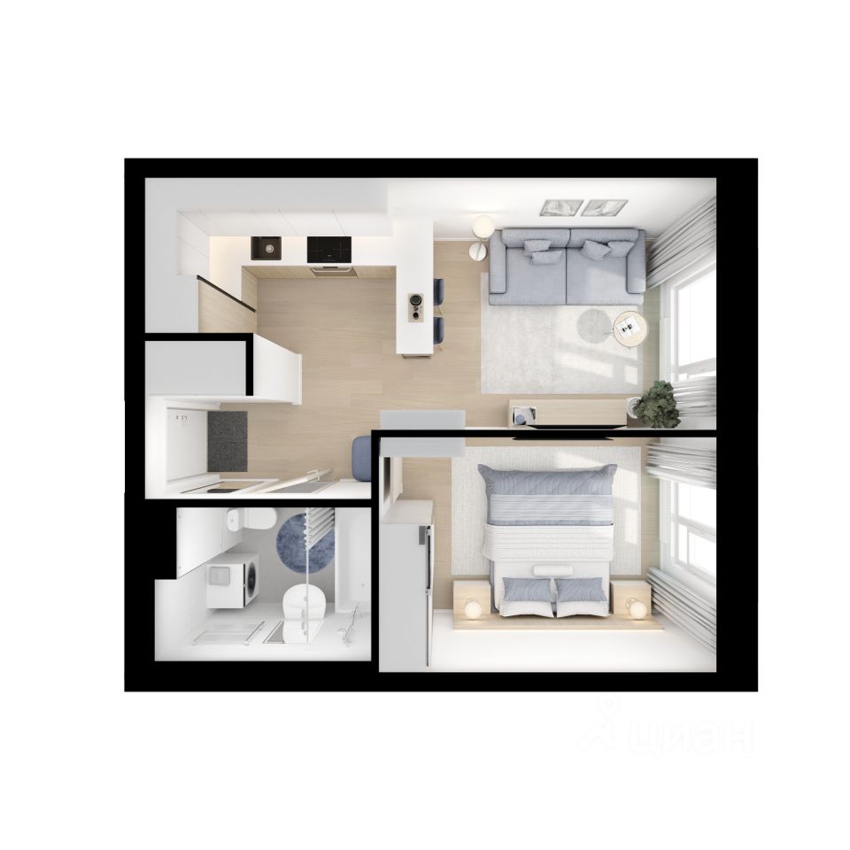 1-комн.кв., 34,3 м², 19/25 этаж