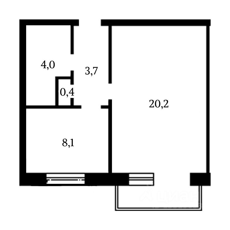 Планировка этой квартиры по данным Циан