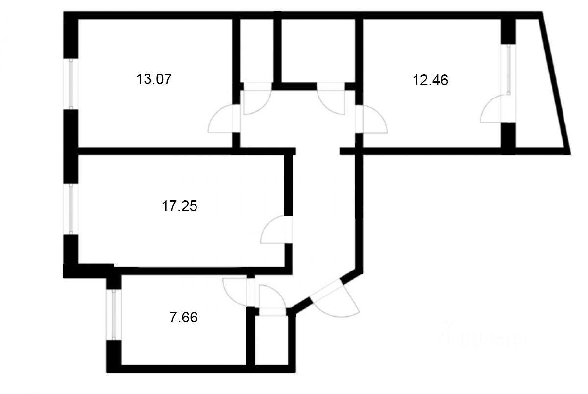 Планировка этой квартиры по данным Циан