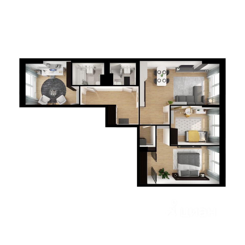 3-комн.кв., 83,3 м², 13/14 этаж