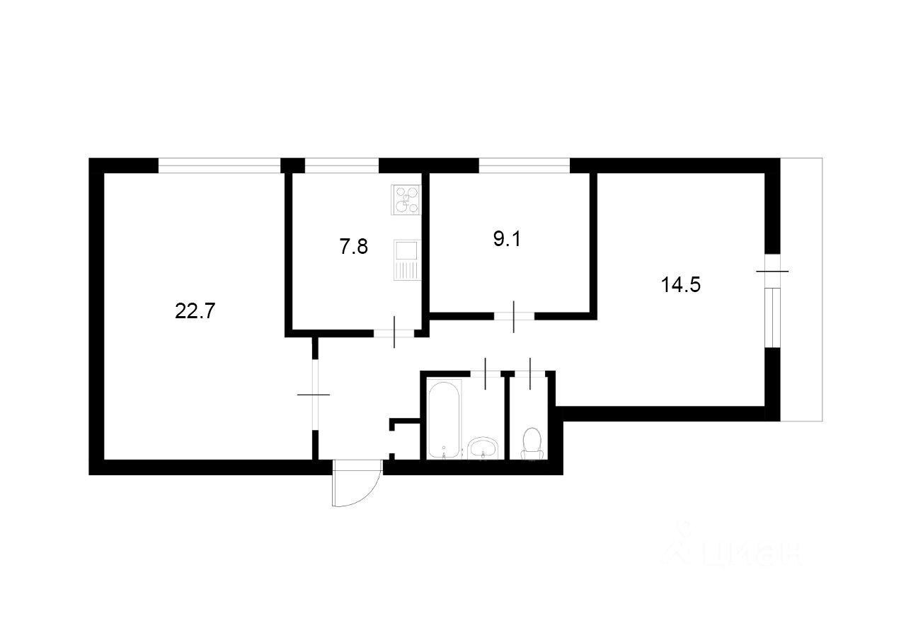 Планировка этой квартиры по данным Циан