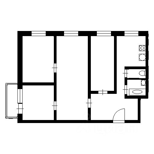 Планировка этой квартиры по данным Циан