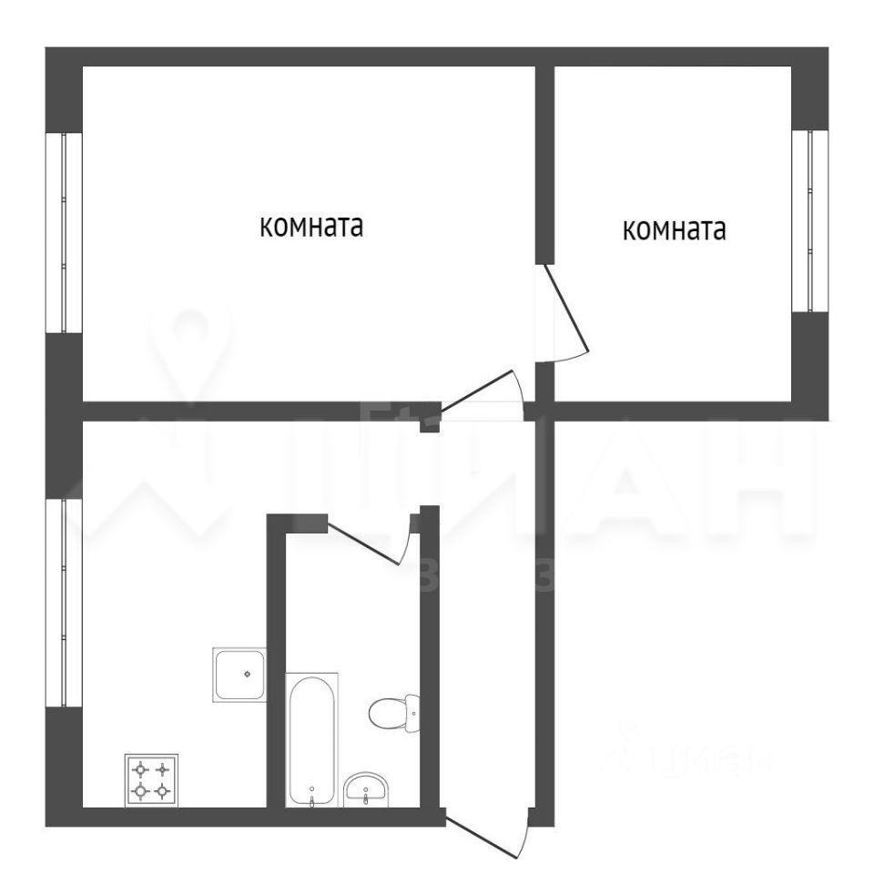 Планировка этой квартиры по данным Циан