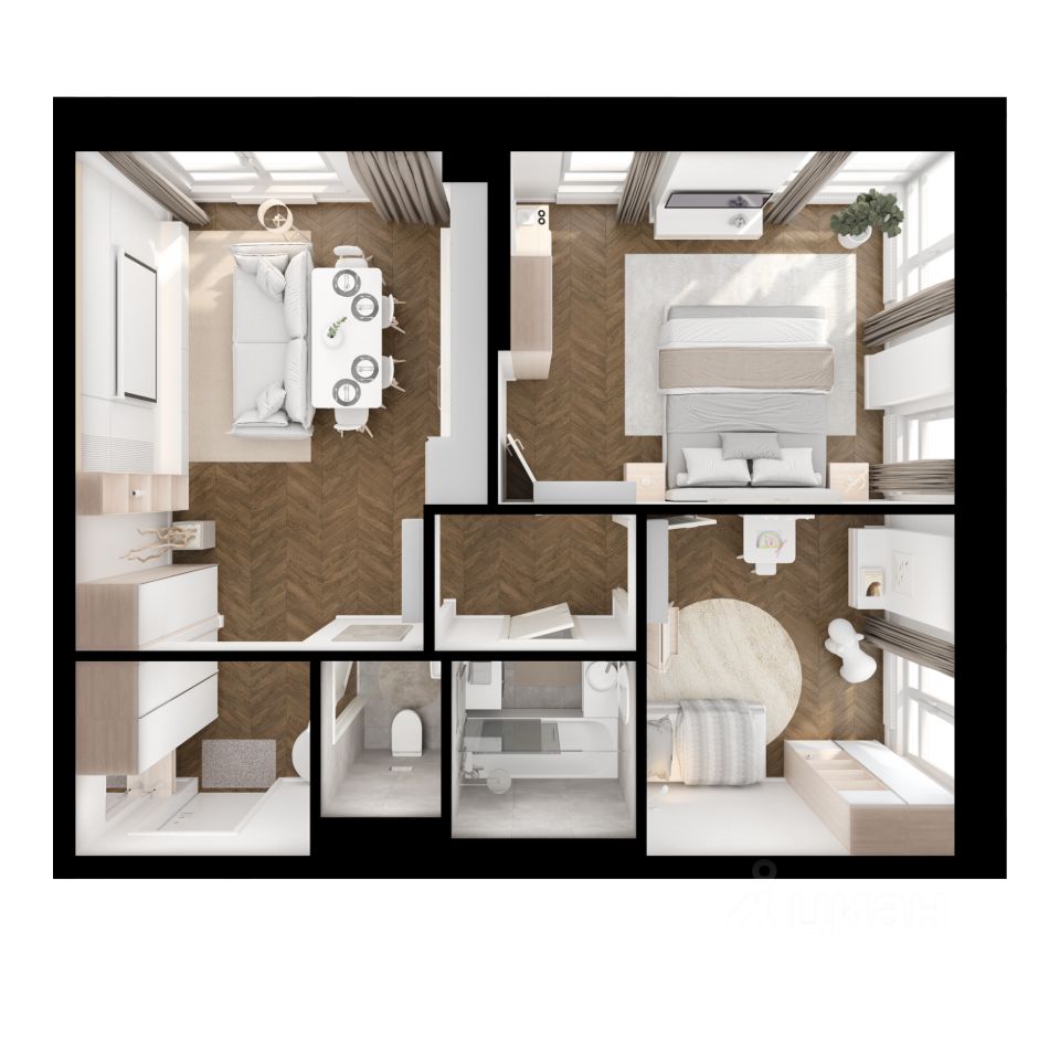 2-комн.кв., 55,4 м², 16/32 этаж