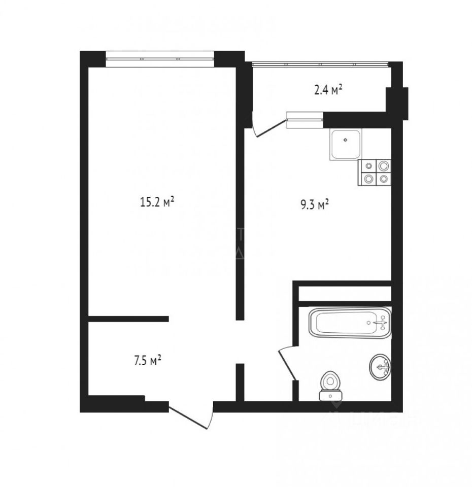 Планировка этой квартиры по данным Циан