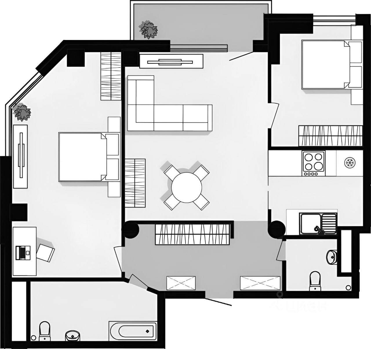 Планировка этой квартиры по данным Циан