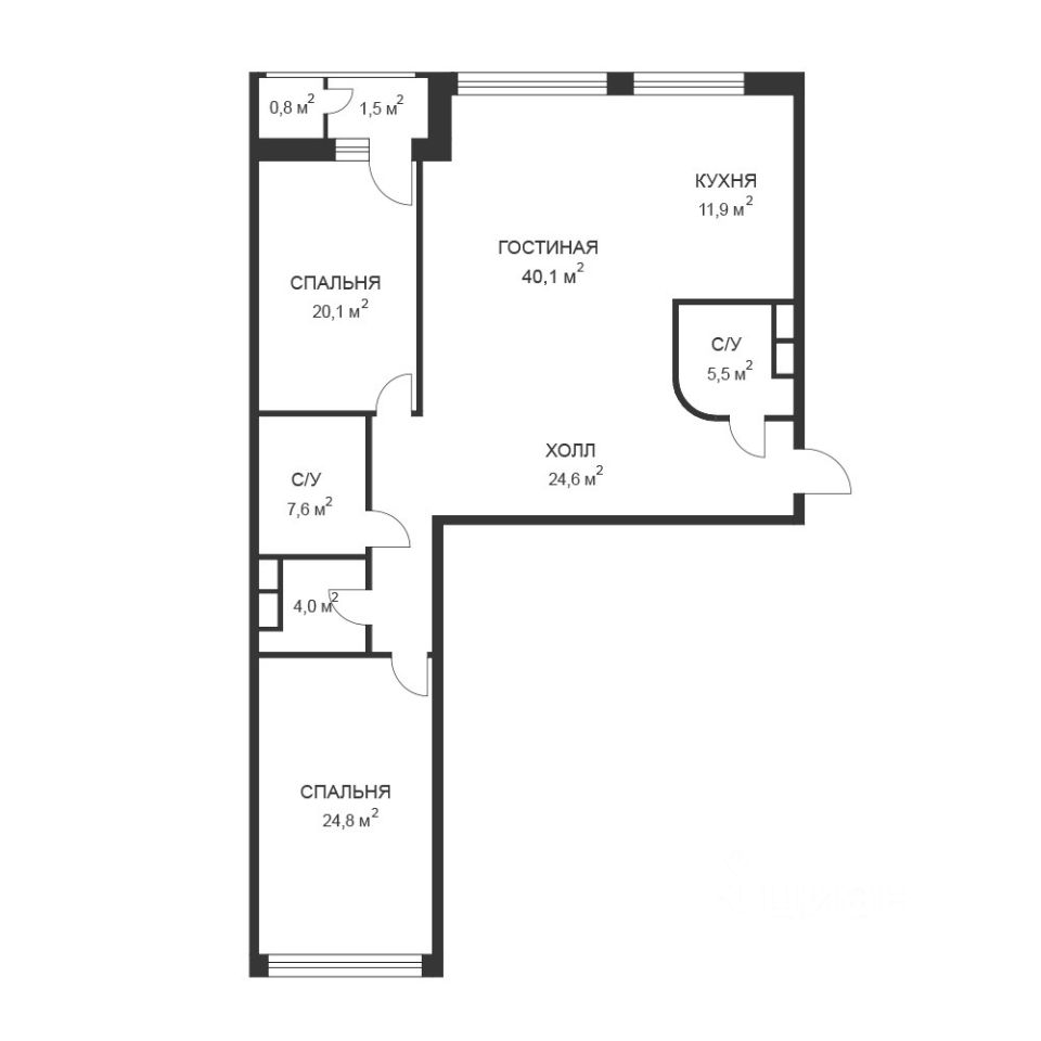 Планировка этой квартиры по данным Циан