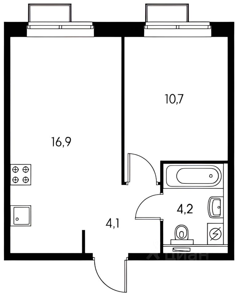 Планировка этой квартиры по данным Циан