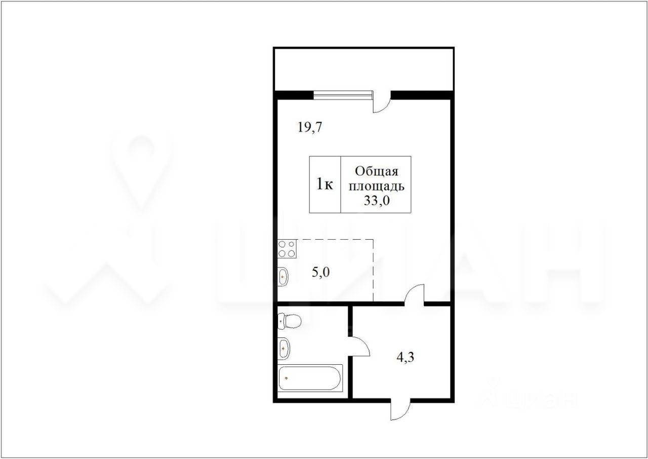 Планировка этой квартиры по данным Циан