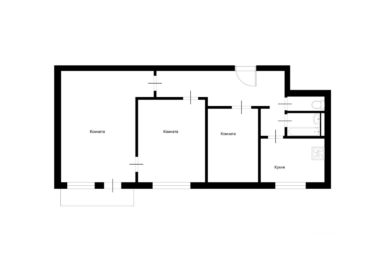Планировка этой квартиры по данным Циан