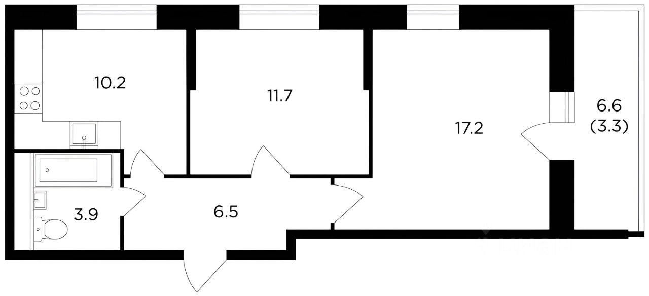 Планировка этой квартиры по данным Циан