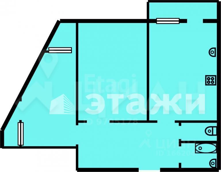 Планировка этой квартиры по данным Циан