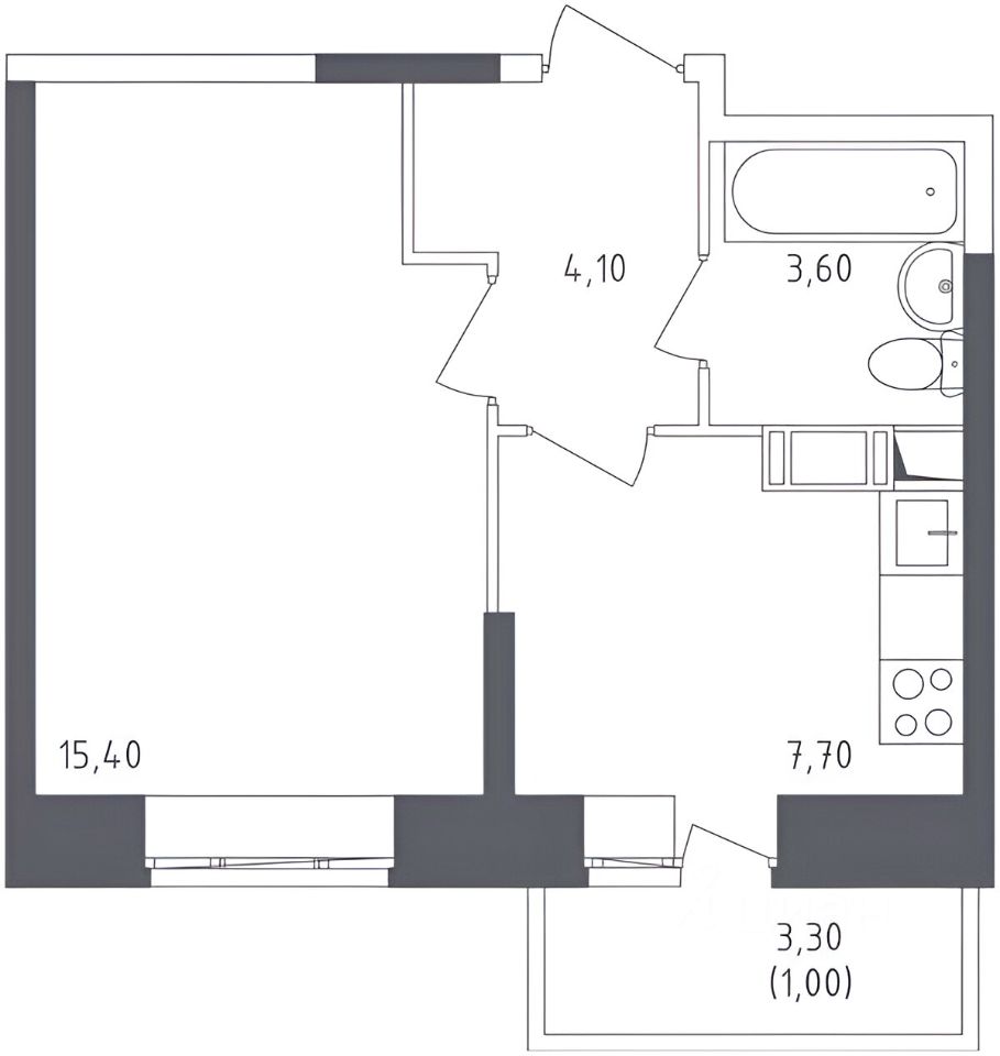 Планировка этой квартиры по данным Циан