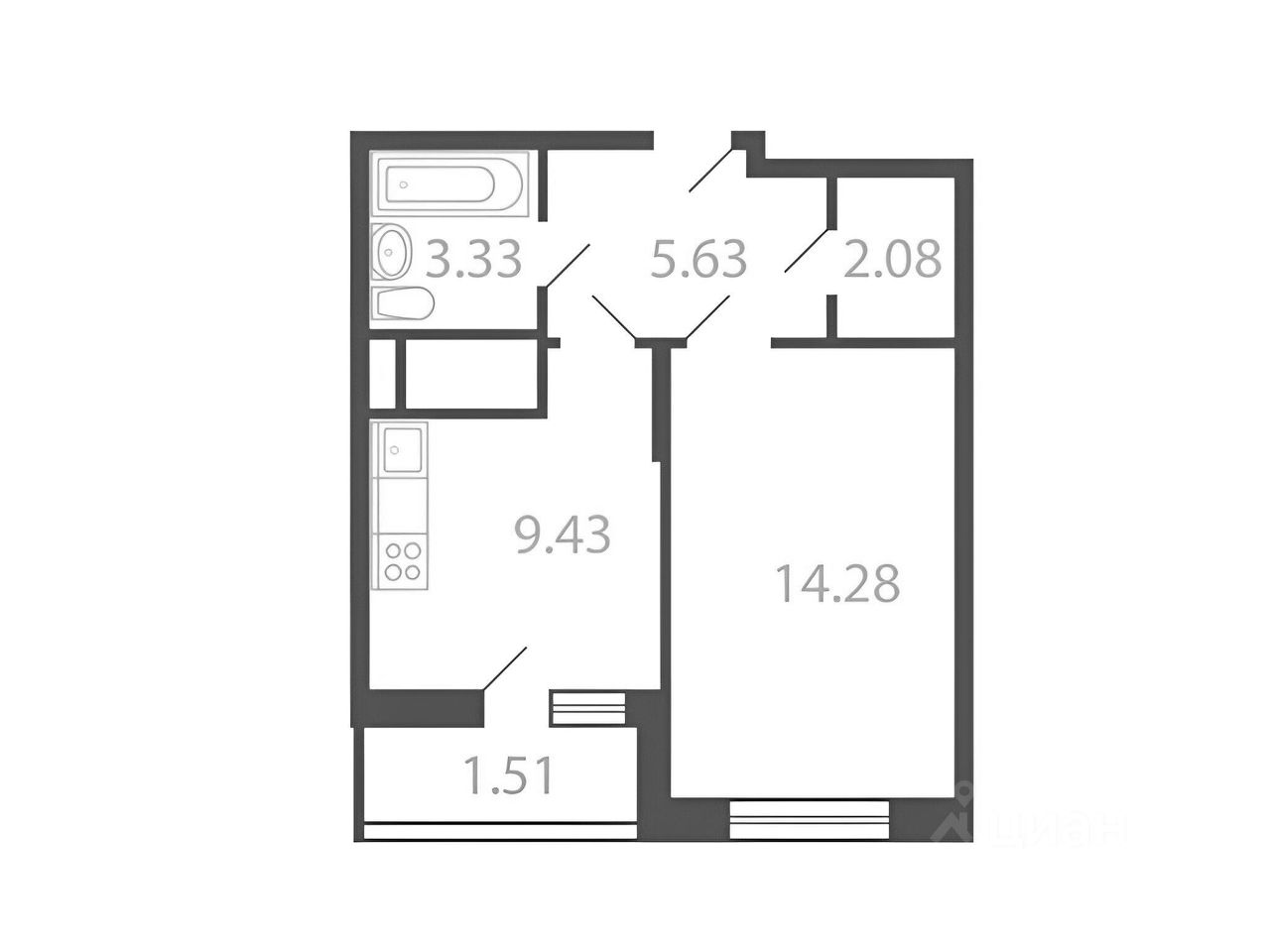 Планировка этой квартиры по данным Циан