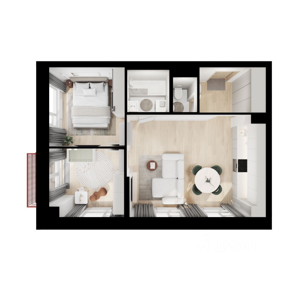 2-комн.кв., 52,9 м², 7/24 этаж