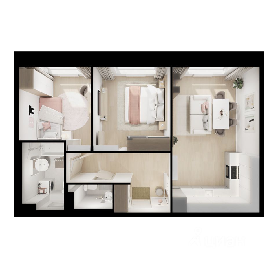 2-комн.кв., 56,1 м², 13/25 этаж