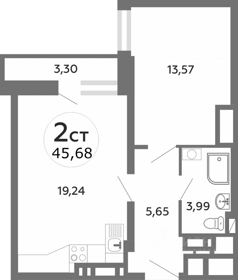 Планировка этой квартиры по данным Циан