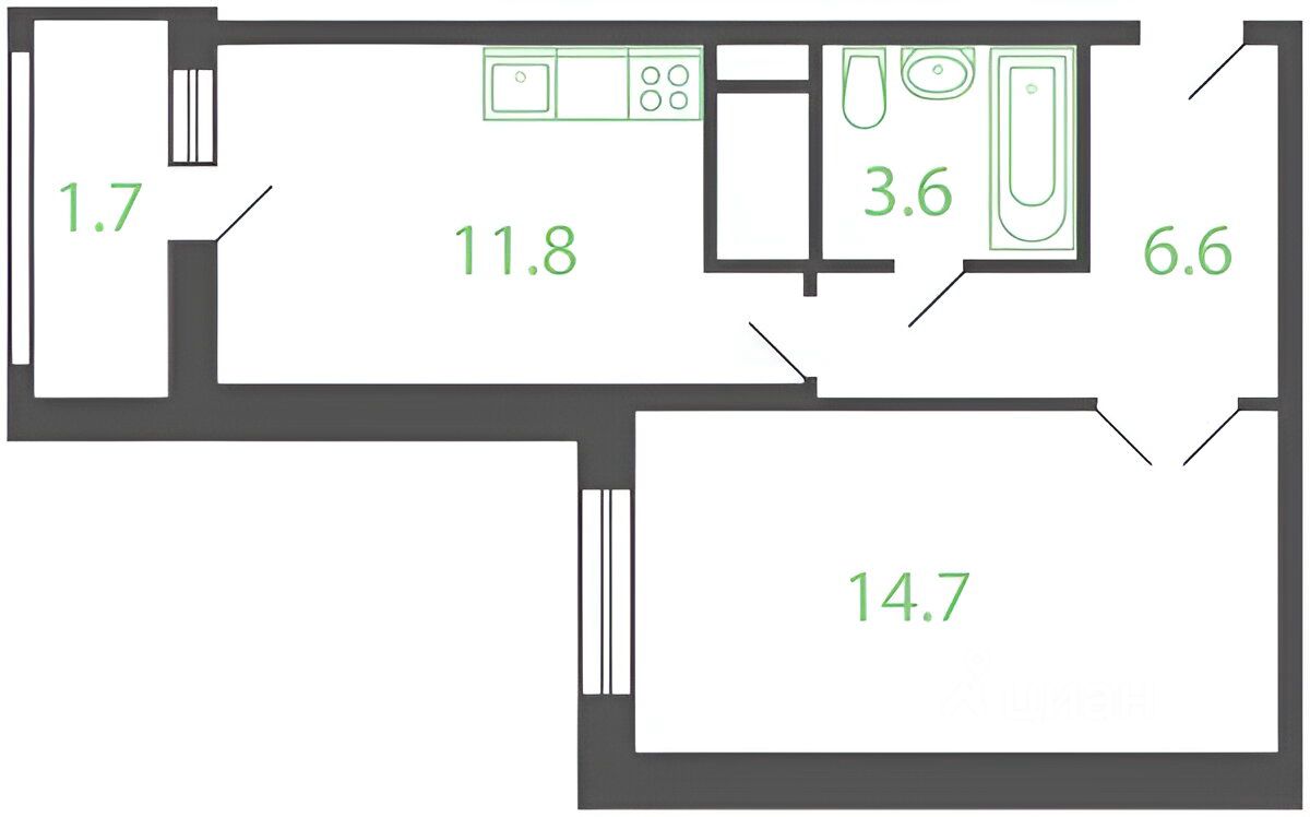 Планировка этой квартиры по данным Циан