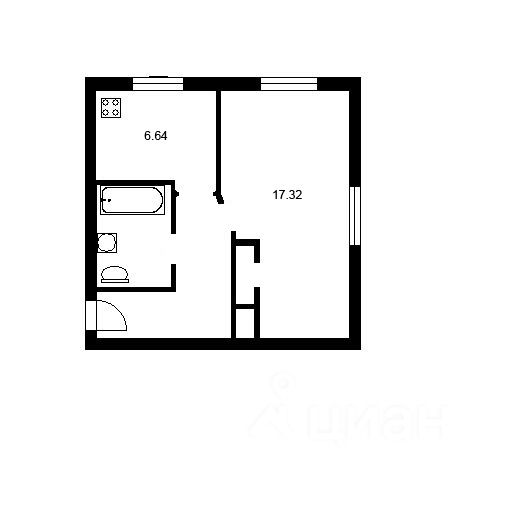 Планировка этой квартиры по данным Циан
