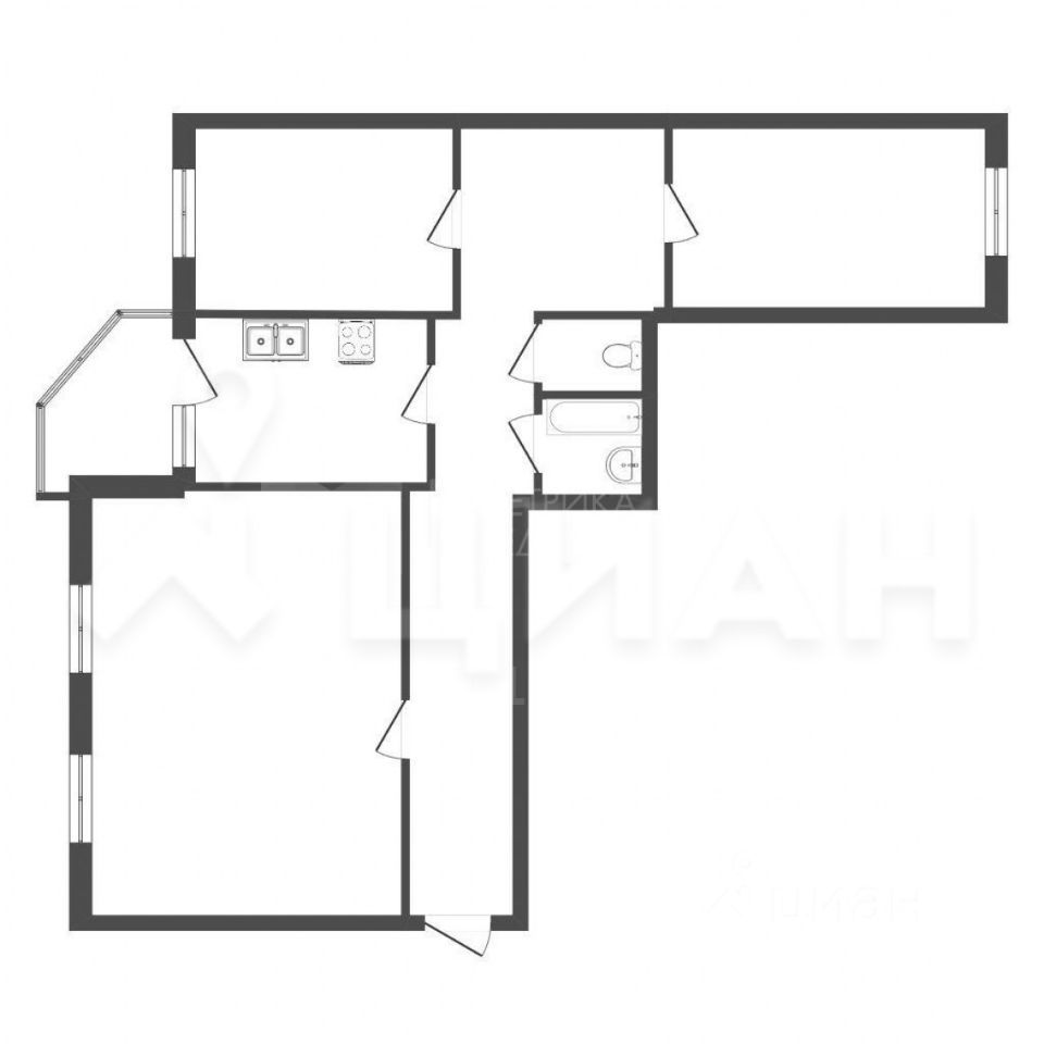 Планировка этой квартиры по данным Циан