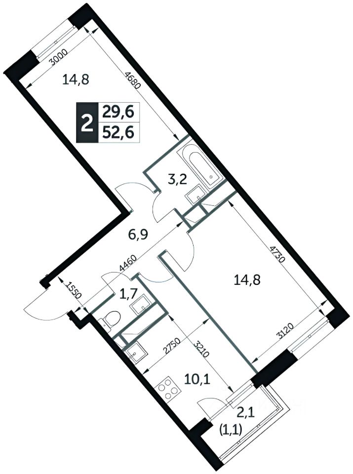 Планировка этой квартиры по данным Циан