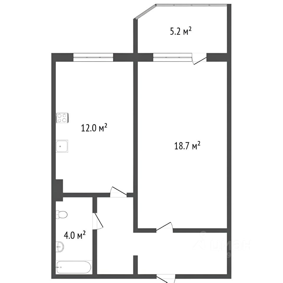 Планировка этой квартиры по данным Циан