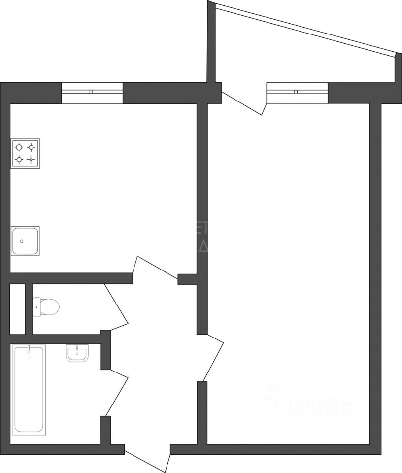 Планировка этой квартиры по данным Циан
