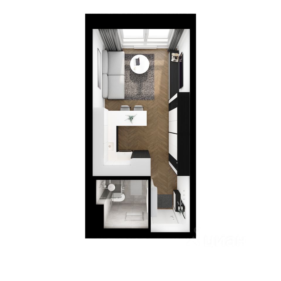 Студия, 21,1 м², 9/12 этаж