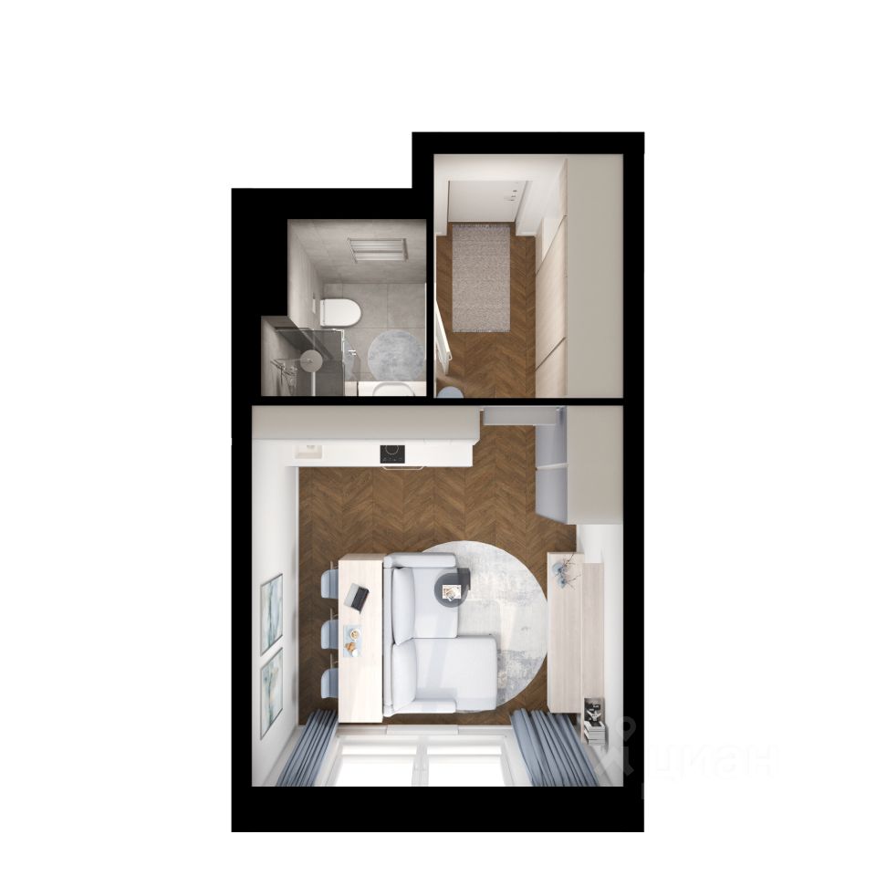 Студия, 25 м², 2/12 этаж