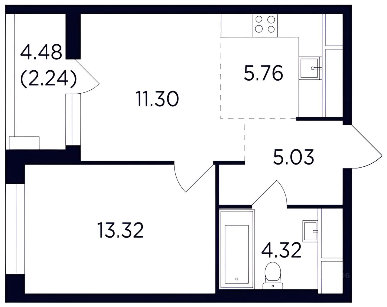 Планировка этой квартиры по данным Циан