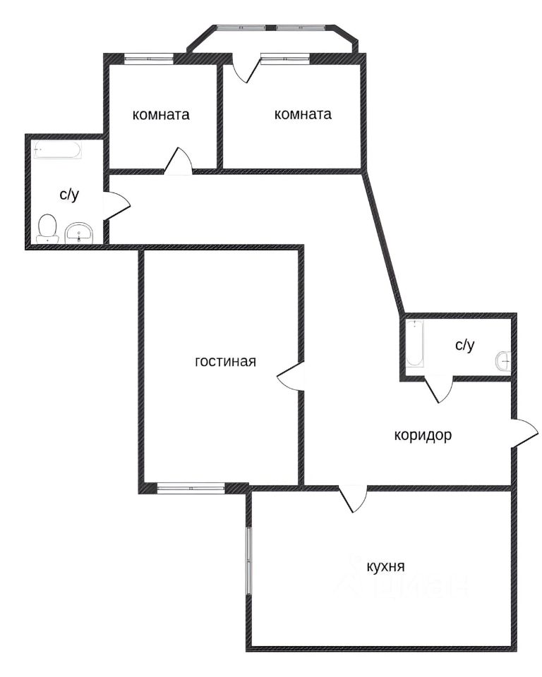 Планировка этой квартиры по данным Циан