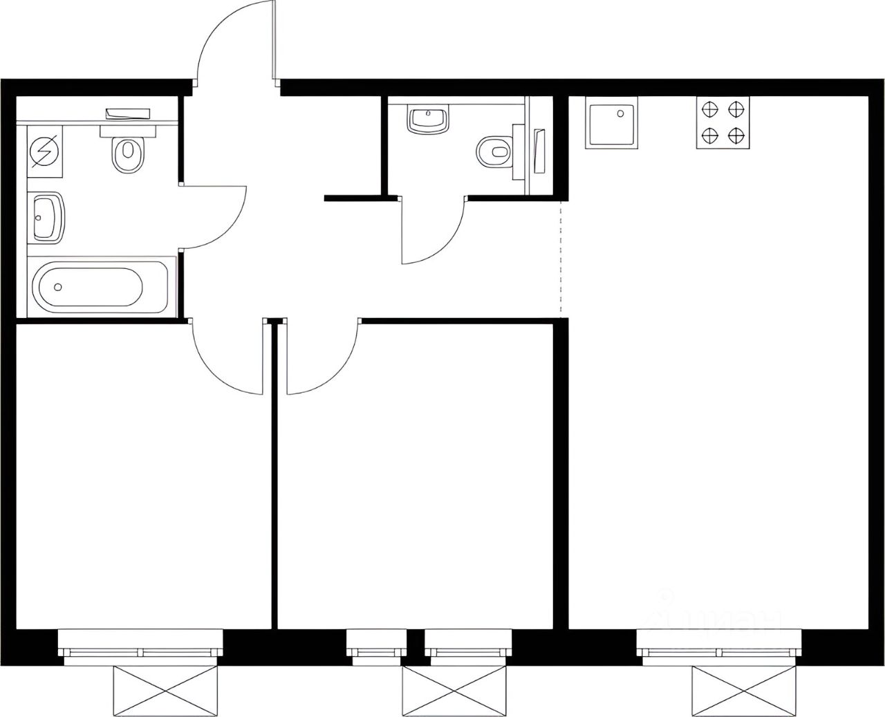 Планировка этой квартиры по данным Циан