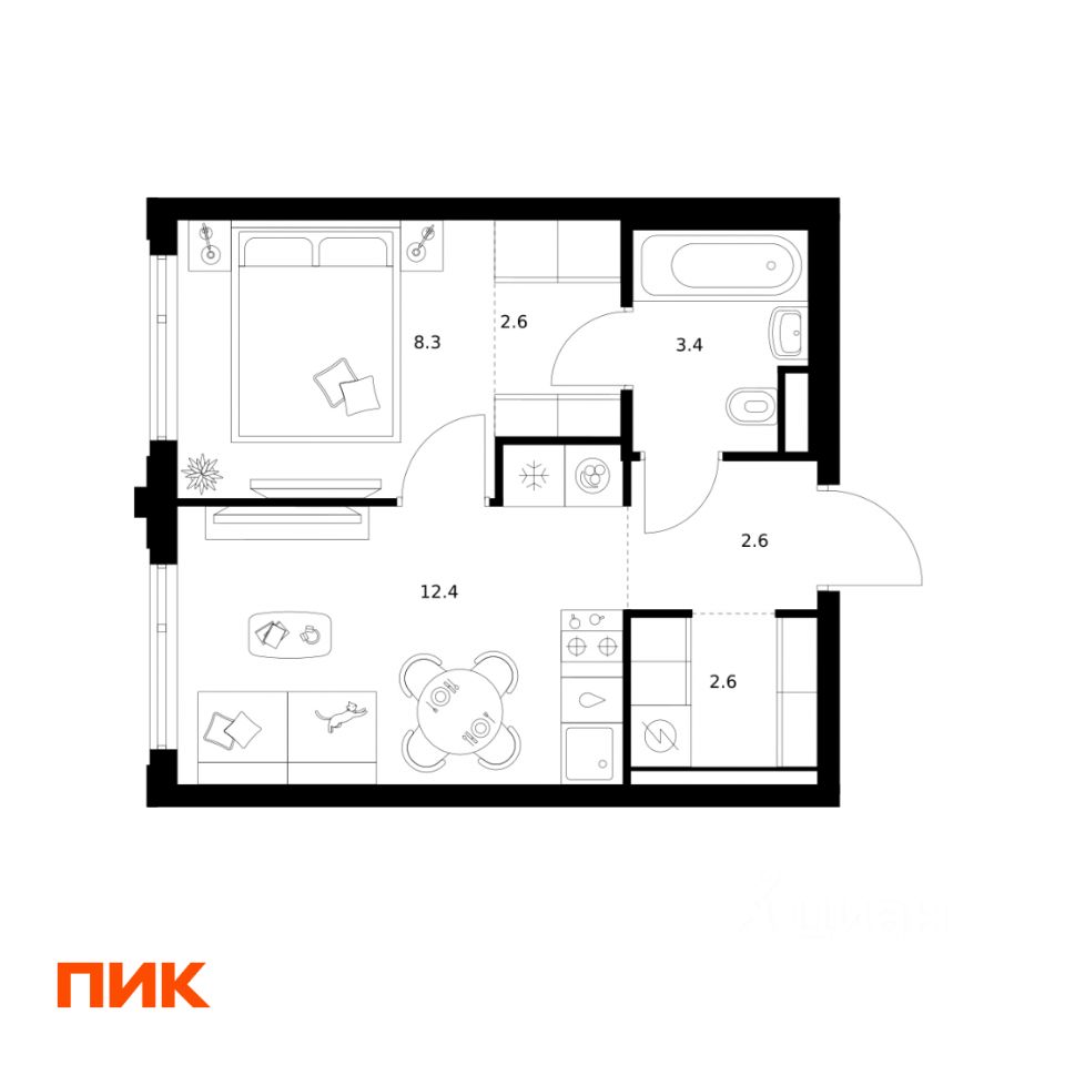 1-комн.кв., 31,9 м², 11/32 этаж